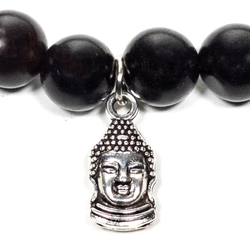 Armbånd - sort træ elastik med Buddha vedhæng