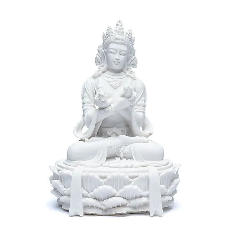 Buddha statue med dorje og klokke - Hvid