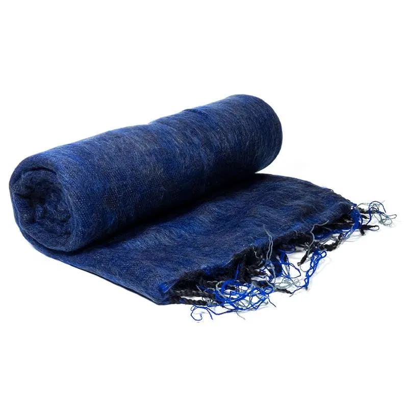Meditation Pashmina Sjal eller tæppe - mørkeblåt