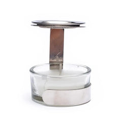 Røgelseholder i rustfrit stål med stearinlysglas