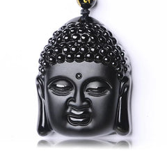 Buddha Halskæde - Sort Obsidian