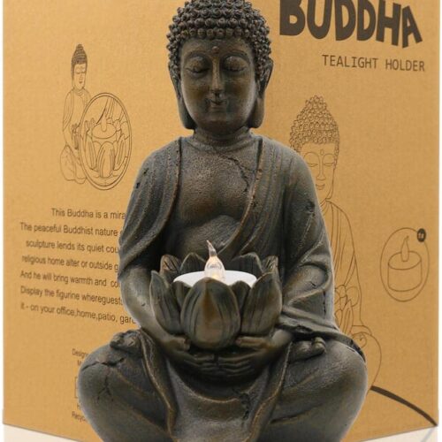 siddende buddha med lotus lys