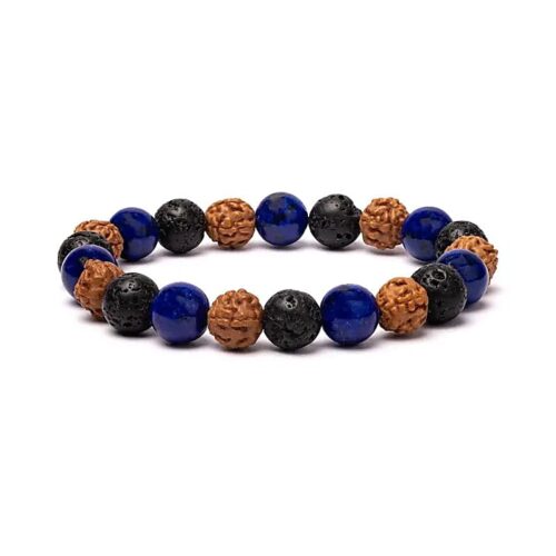 sodalit og rudraksha og lava armbånd