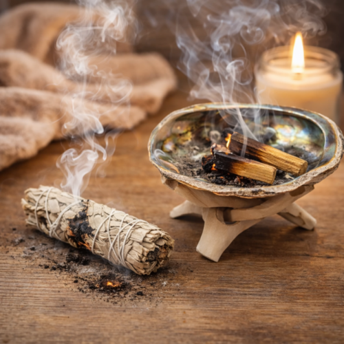 palo santo røgelse og røgelsesholder sæt