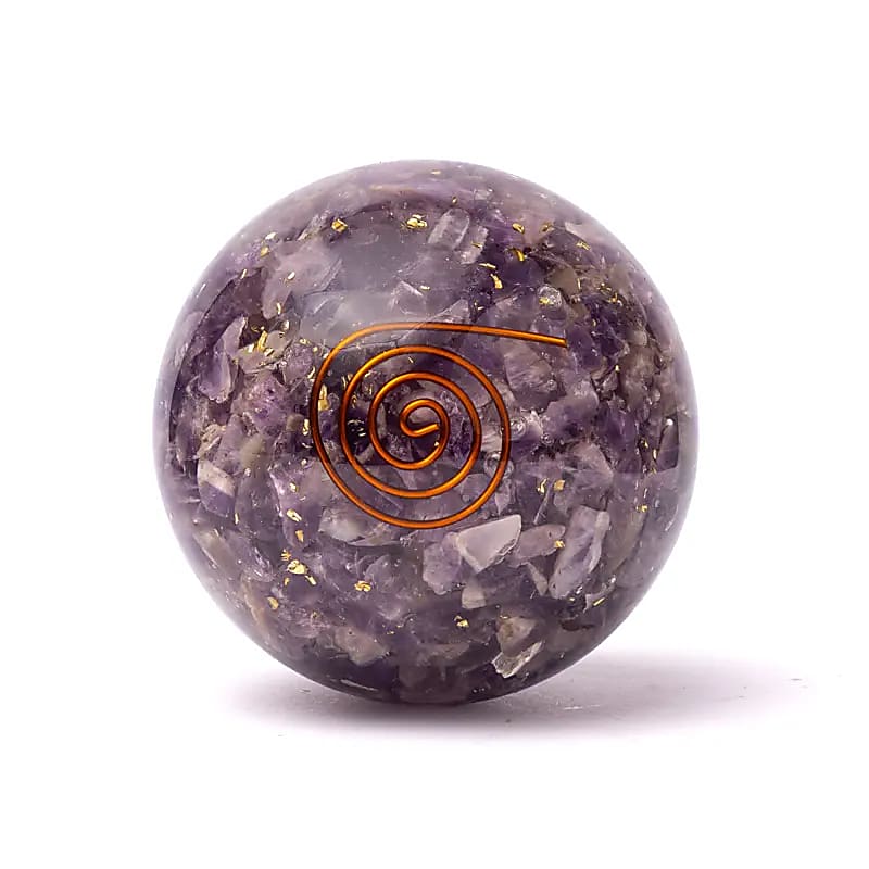 Orgonite kugle med ametyst & Livets Frø - Billede 2
