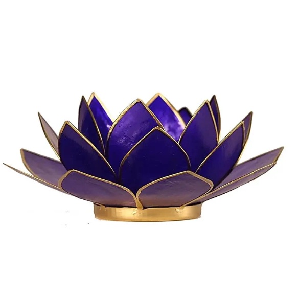 Indigo lotus lysestage i Capiz-skal – chakra