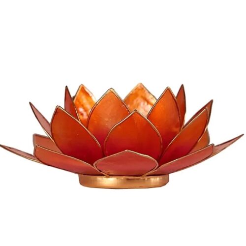 Orange lotus lysestage i Capiz-skal – 13,5 cm